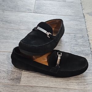 Vince Camuto Black Loafers with Silver Accent